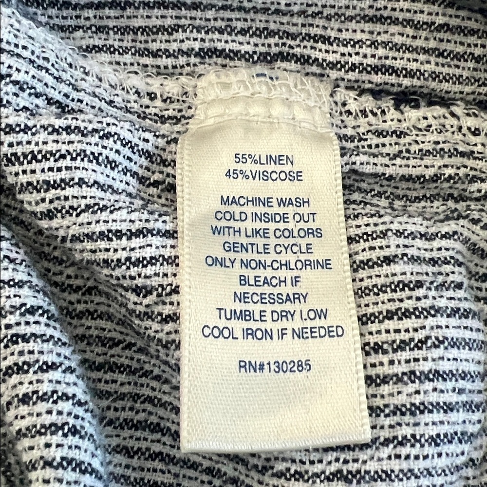 Per Se Linen Blend Striped Capri Pants with Pockets, Elastic & Drawstring Size M - Picture 4 of 8
